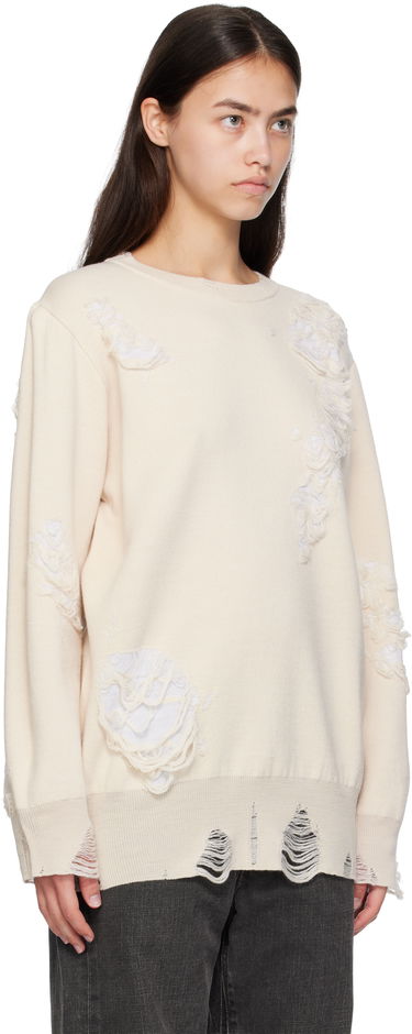 Sveter Maison Margiela MM6 Maison Margiela Double-Faced Distressed Sweater Béžová | S52HL0046 M13131, 1