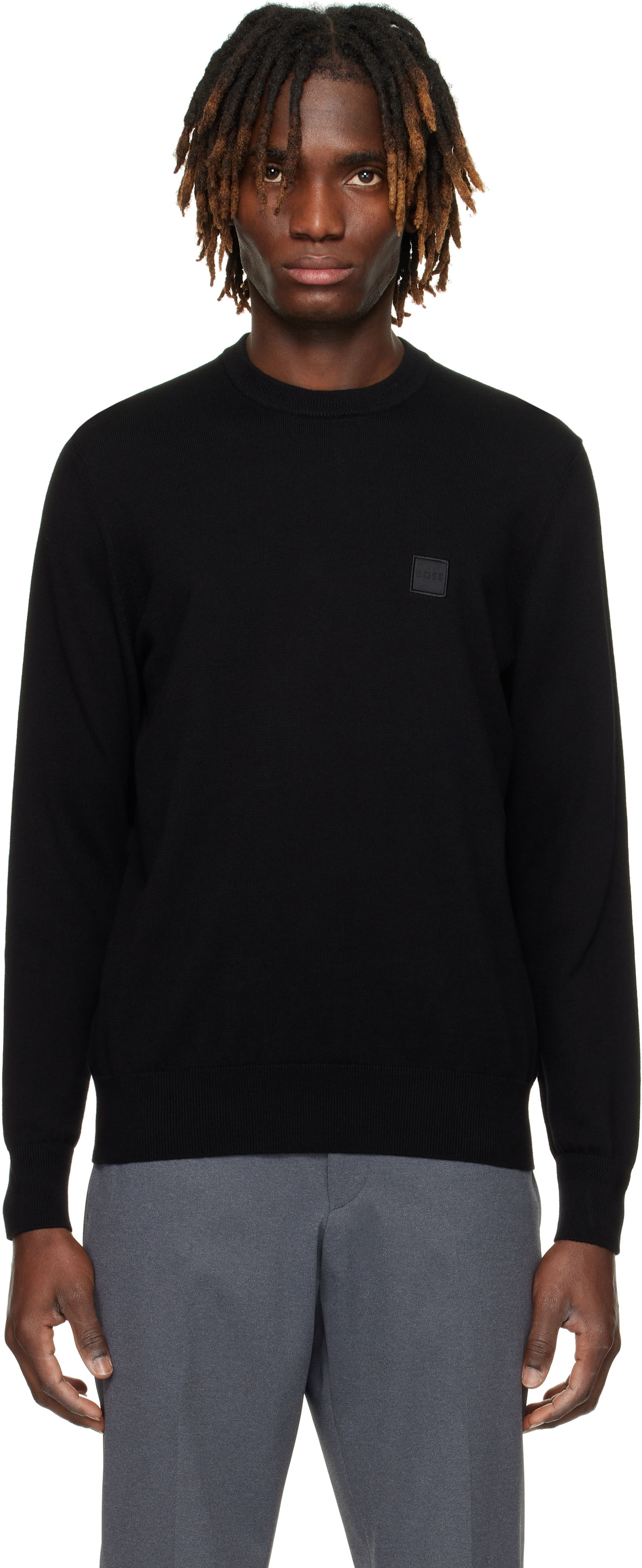Sveter BOSS BOSS Cotton-Cashmere Regular-Fit Sweater Čierna | 50527583, 0