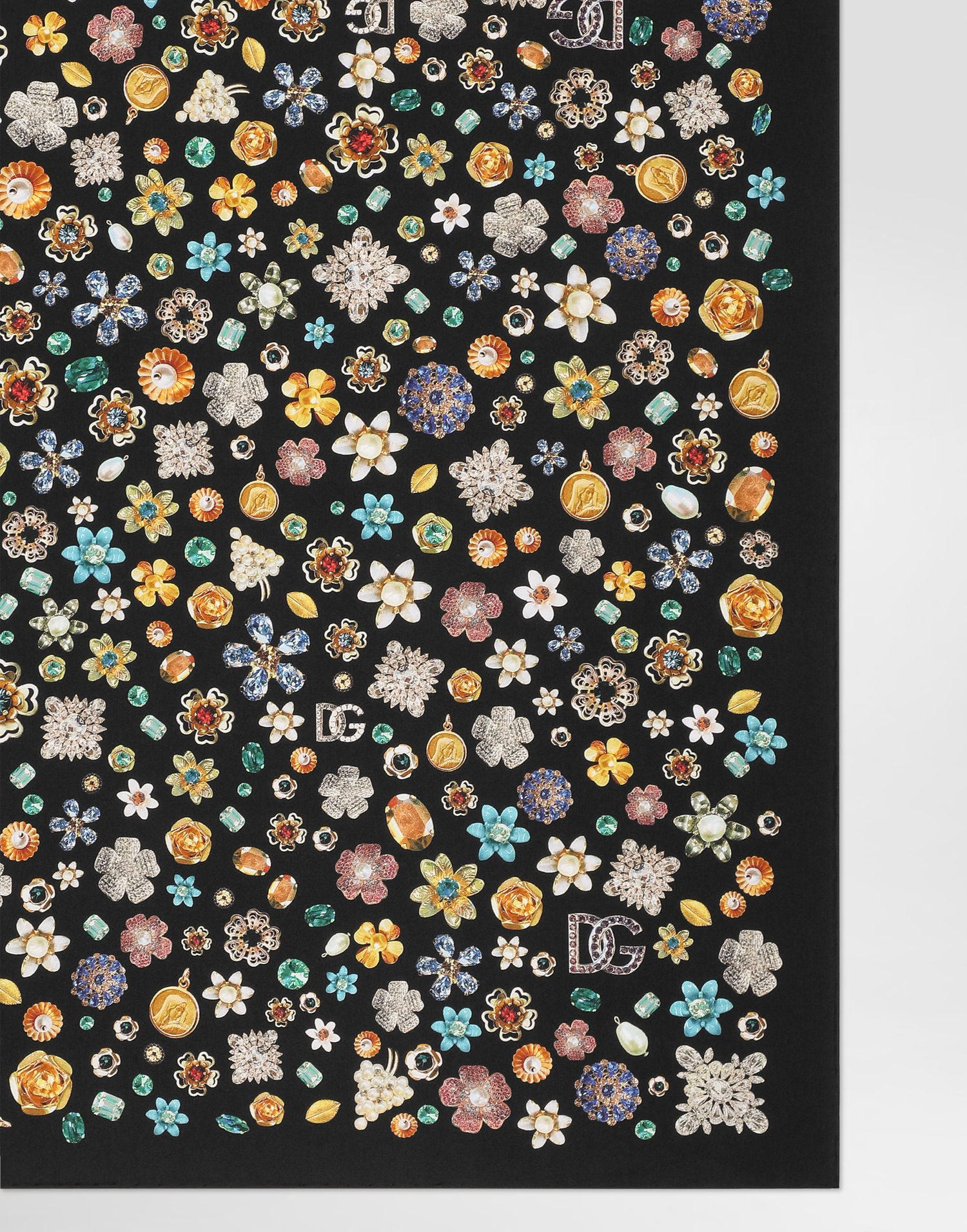 Šál Dolce & Gabbana Dolce & Gabbana 70x70 Silk Twill Floral Brooch Scarf Čierna | FN092RGDDAXHN5SA, 1