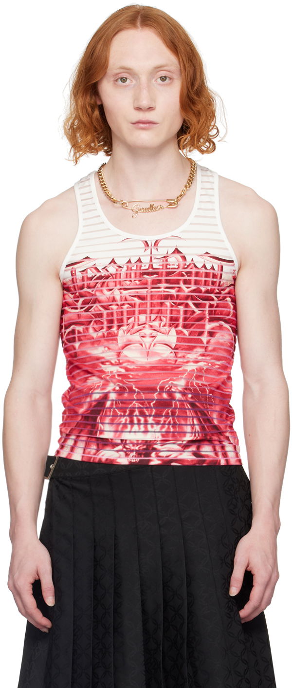 Tielko Jean Paul Gaultier Gaultier Semi-Sheer Graphic Tank Červená | 24/25-U-DB028-J544-0130, 0