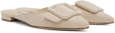 Starostlivosť o obuv Manolo Blahnik Manolo Blahnik Maysale Suede Buckle Loafers Béžová | 220-0546, 3