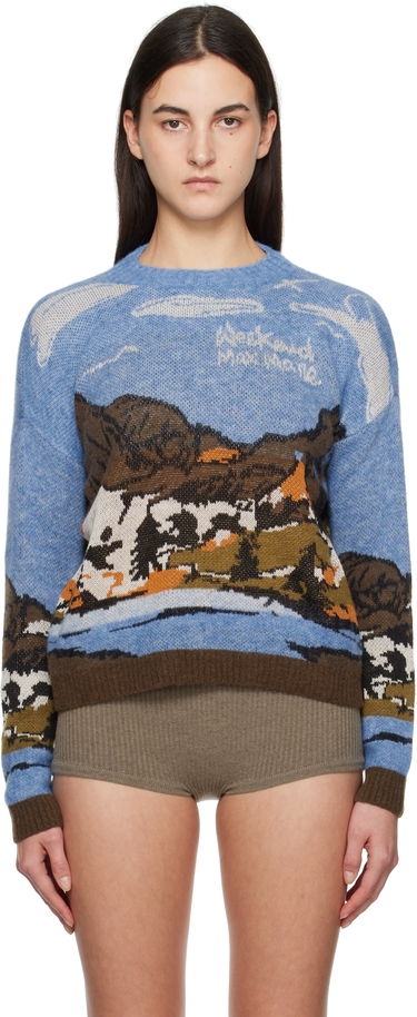 Sveter Max Mara Weekend Landscape Print Wool Blend Sweater Modrá | 2425366272600 MM12204, 0