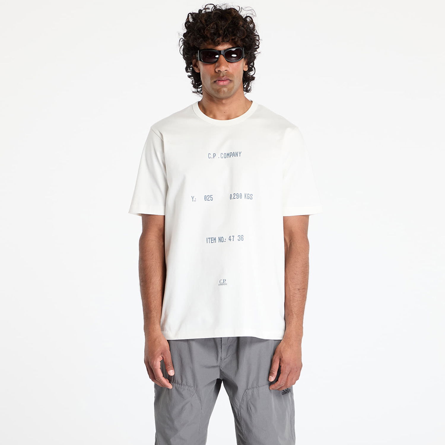 Tričko C.P. Company C.P. Company Mercerized Jersey Twisted Typographic Logo T-Shirt Biela | 18CMTS107A110301W-103, 0