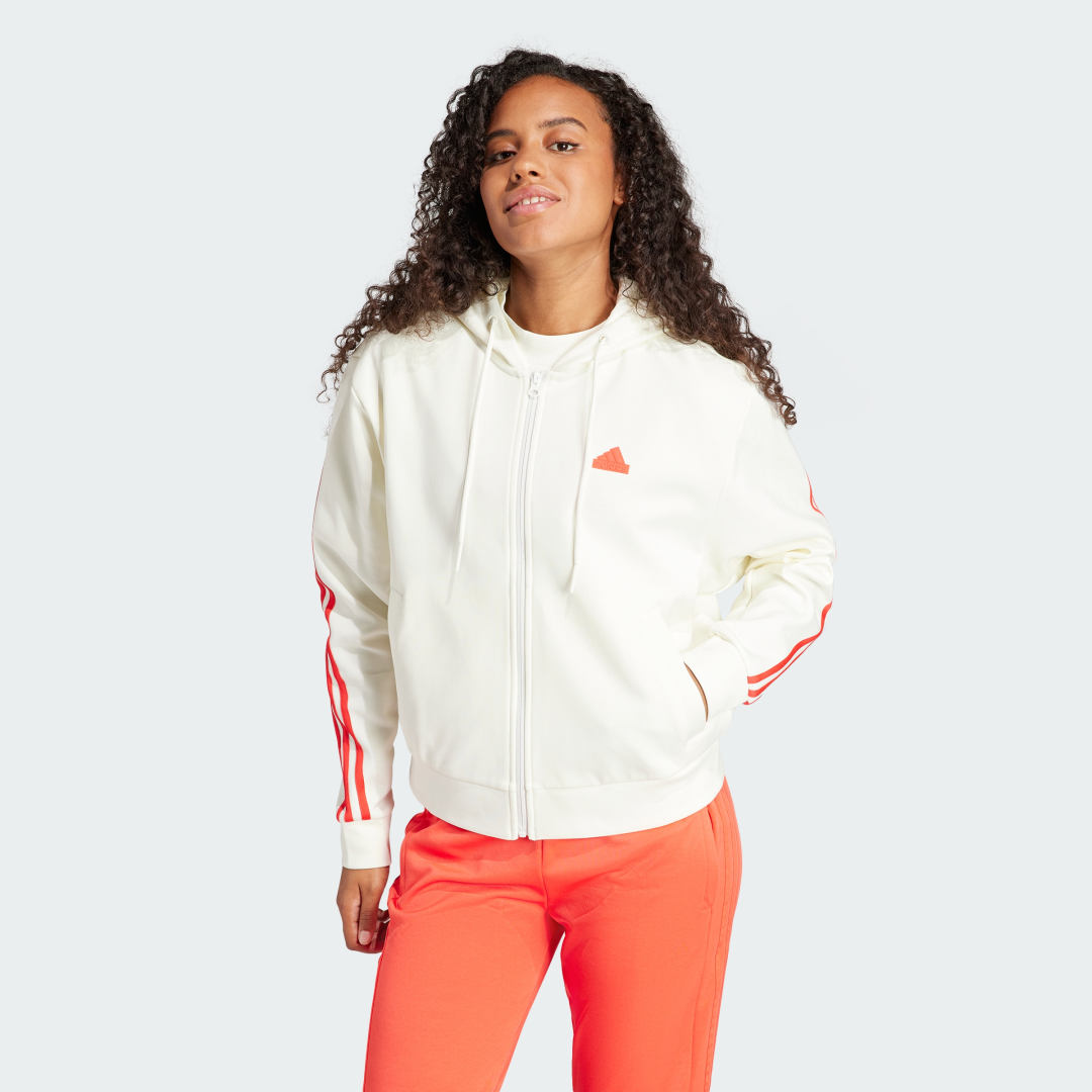Mikina adidas Performance Future Icons 3-Stripes Full Zip Hoodie Biela | IS3679, 0