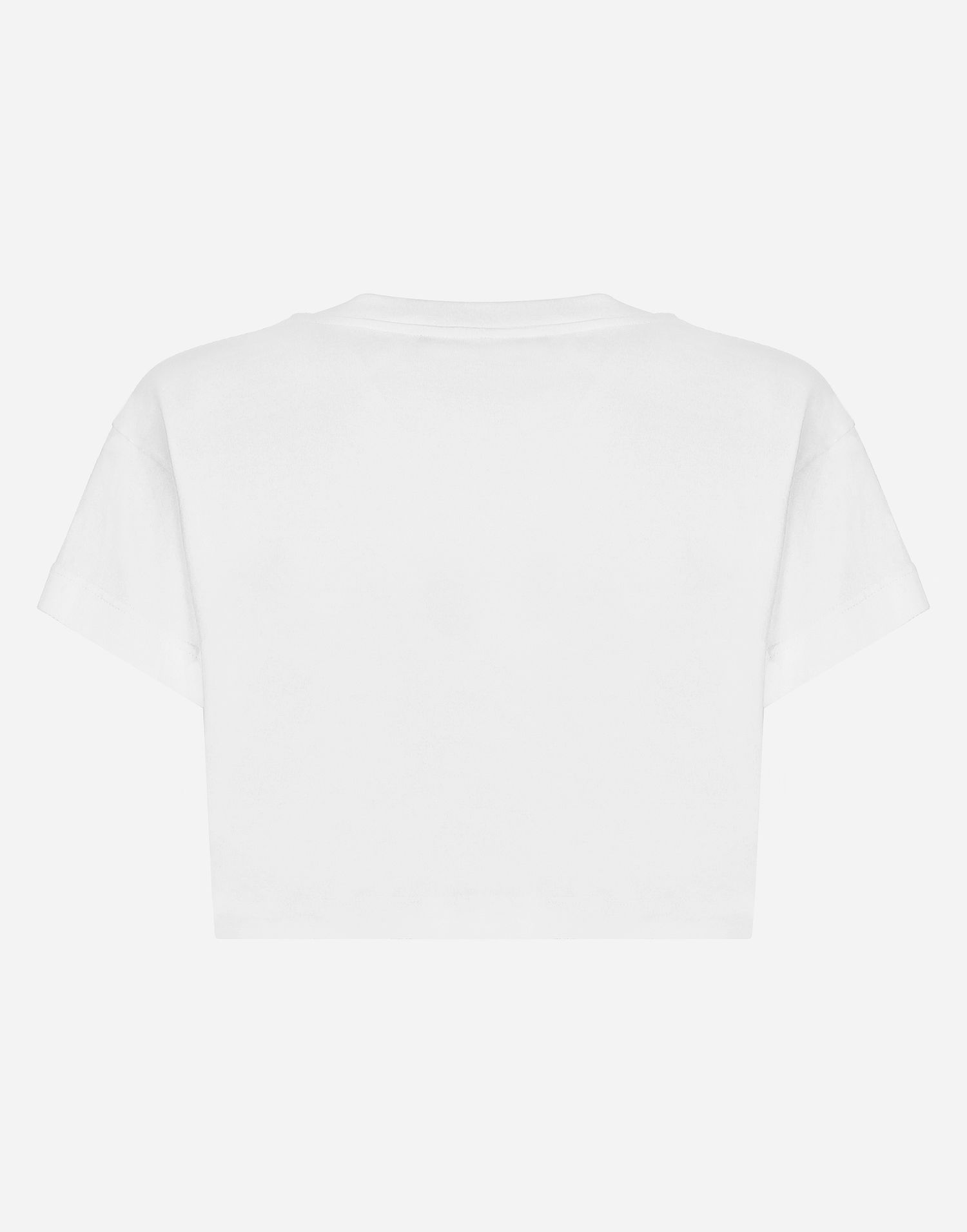 Tričko Dolce & Gabbana Cropped Jersey T-shirt With Flower Appliqué Biela | F8U99ZGDCB1W0800, 1