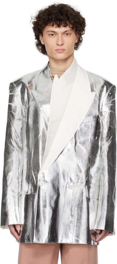 Bunda Dries Van Noten Dries Van Noten Double-Breasted Blazer Metalická | 251-020438-1522, 0