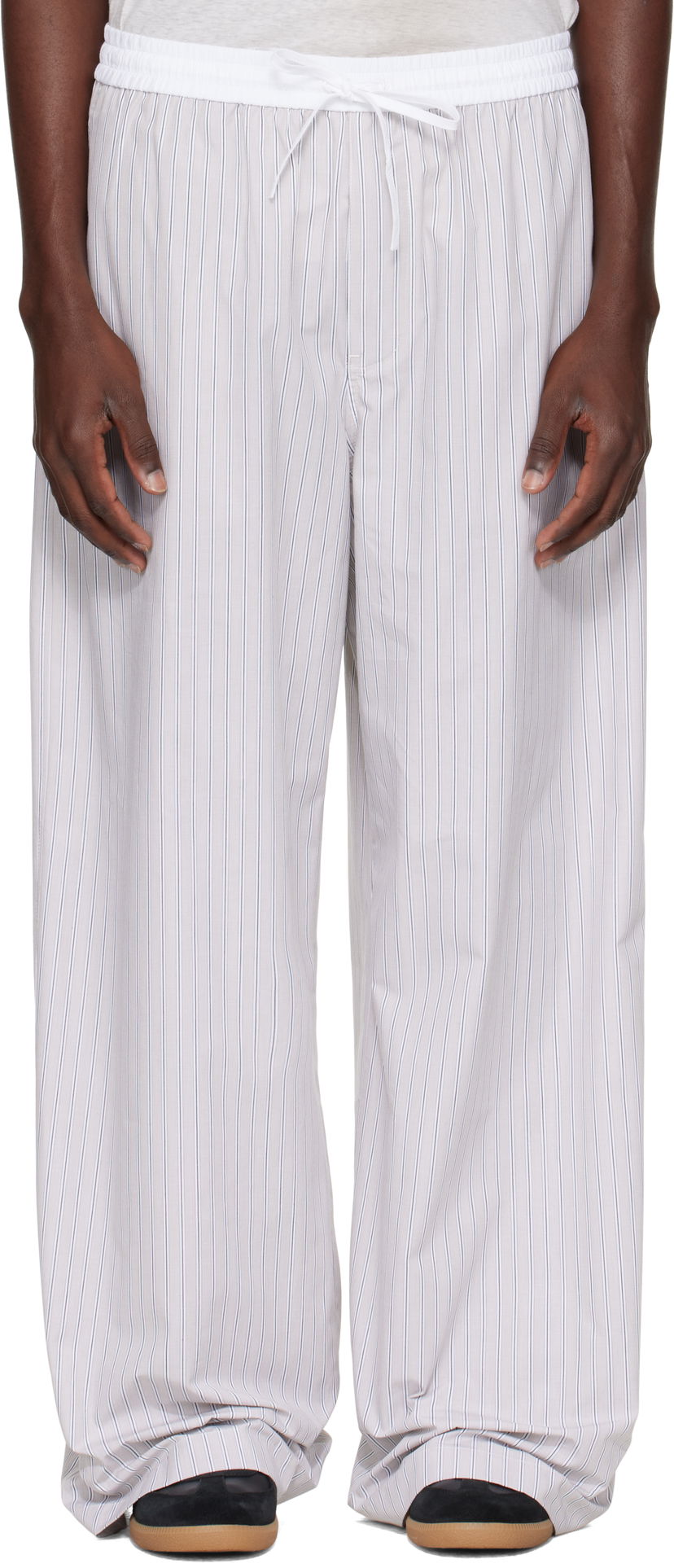 Nohavice Acne Studios Acne Studios Striped Trousers Biela | CK0128-
