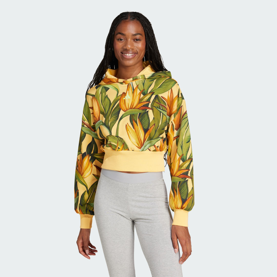 Mikina adidas Performance adidas x FARM Cropped Hoodie Žltá | JD6282, 0