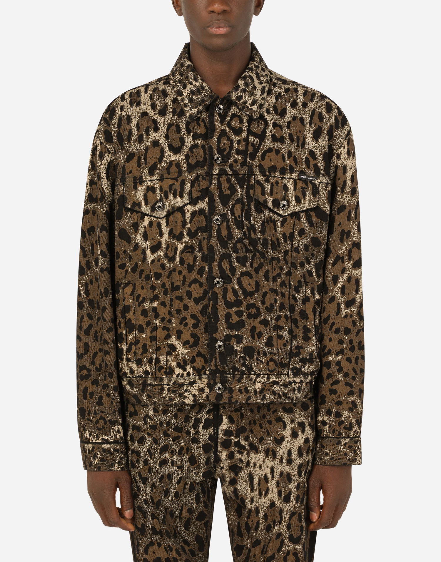 Bunda Dolce & Gabbana Dolce & Gabbana Leopard Print Denim Jacket Hnedá | G9UW6DG8EI1S9001, 1