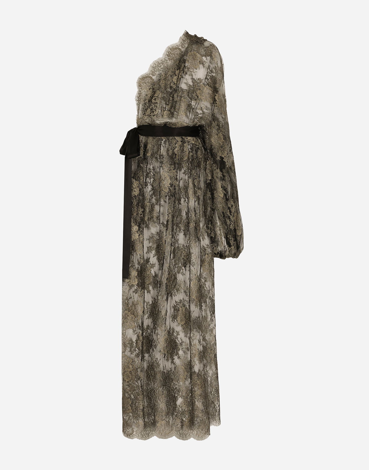 Šaty Dolce & Gabbana One-shoulder Lamé Chantilly Lace Dress Metalická | F6JRTTFLOARS0997, 0