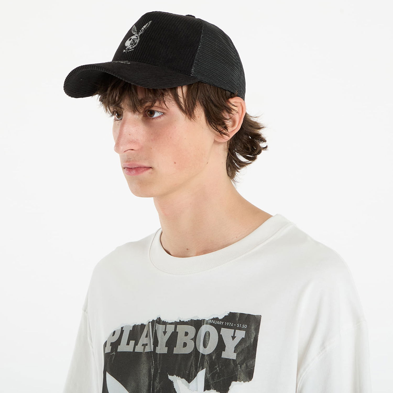 Šiltovka Footshop Playboy x FTSHP Corduroy Trucker Black Čierna | FTSHP_533, 1
