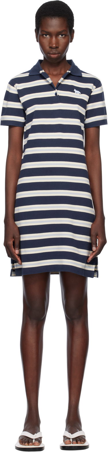 Šaty MAISON KITSUNÉ Maison Kitsuné Baby Fox Patch Striped Polo Dress Navy | OW01619KJ7010, 0