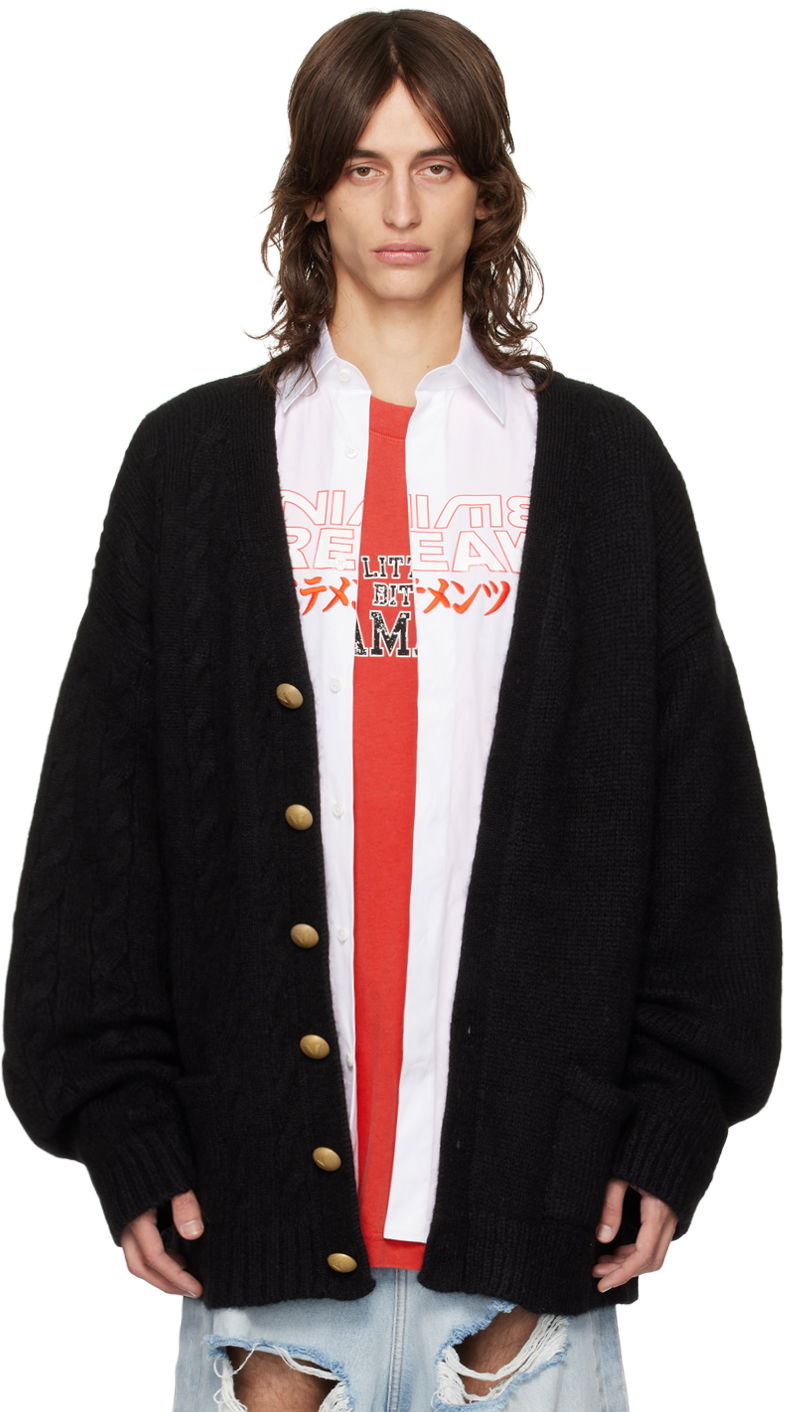Sveter VETEMENTS Cardigan Split Čierna | UA65KN276B, 0