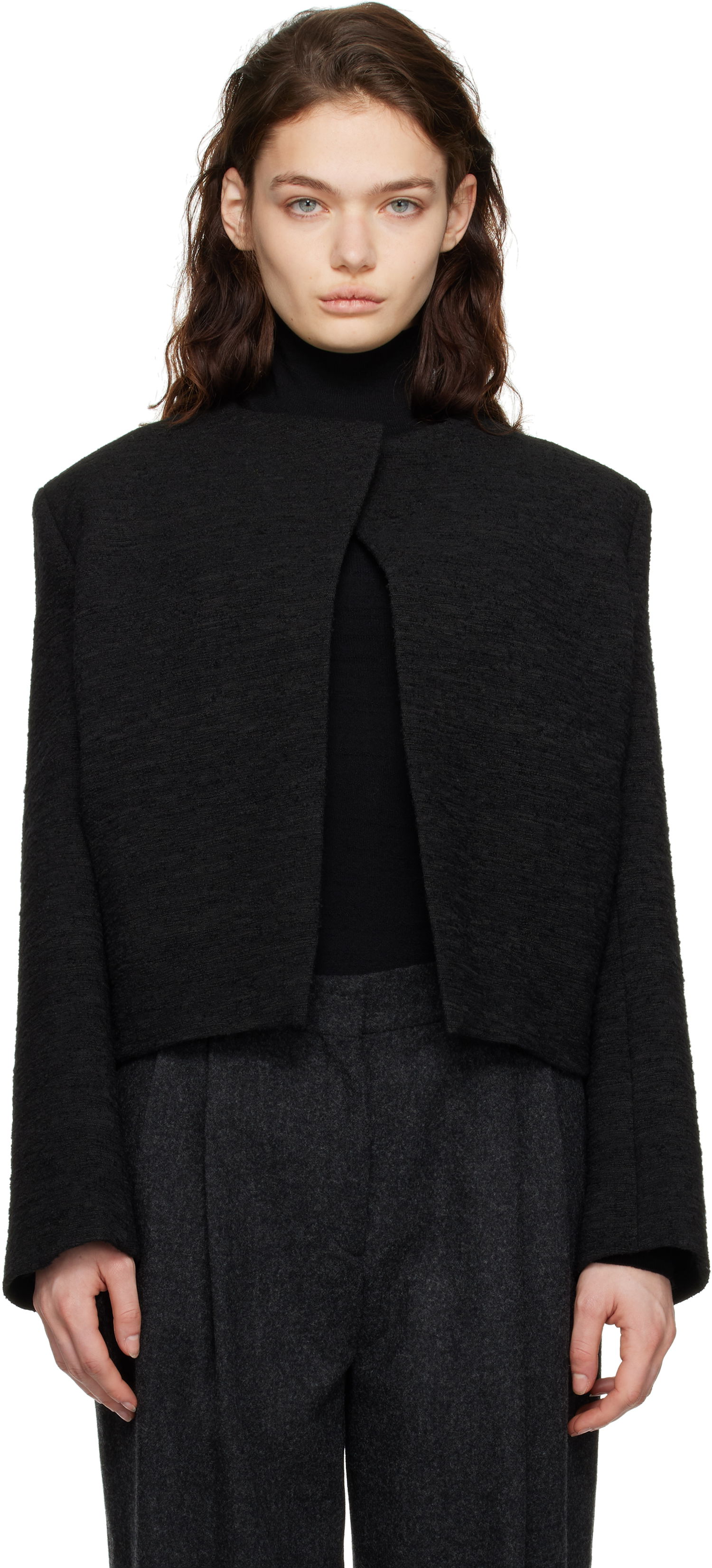 Vesta TOTEME TOTEME Cropped Bouclé Jacket Čierna | 251-WRO4309-FB0271, 0