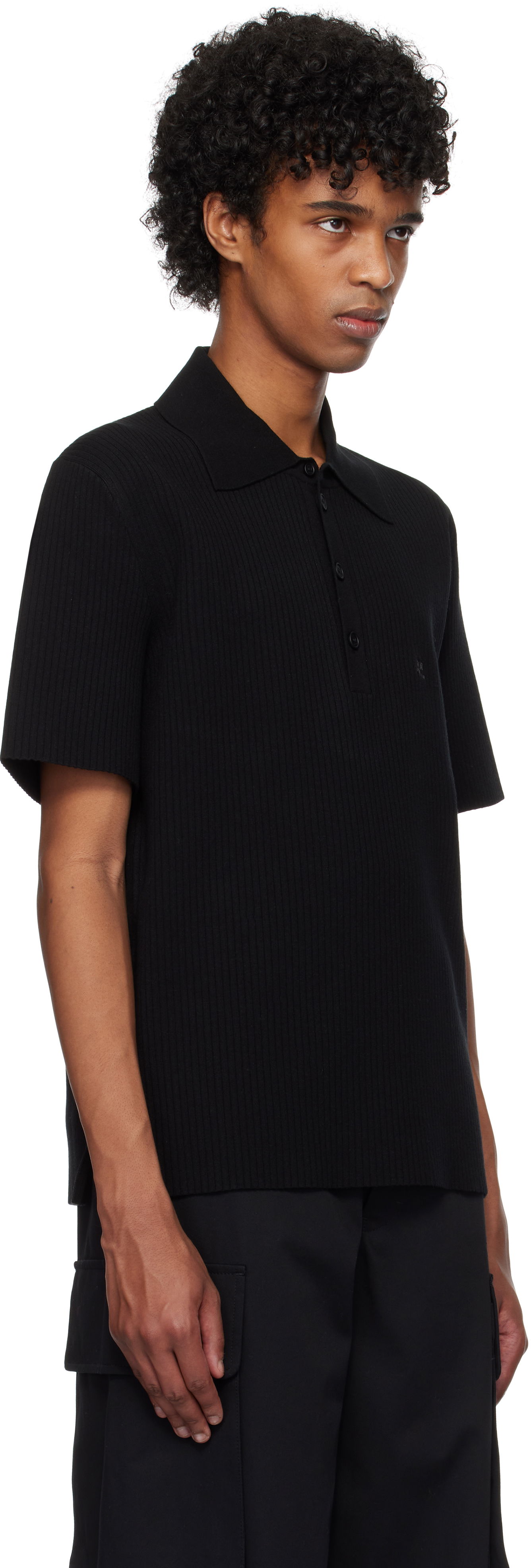Polo tričko Courrèges Courrèges Rib Knit Polo Čierna | 125MPO047FI0001, 1