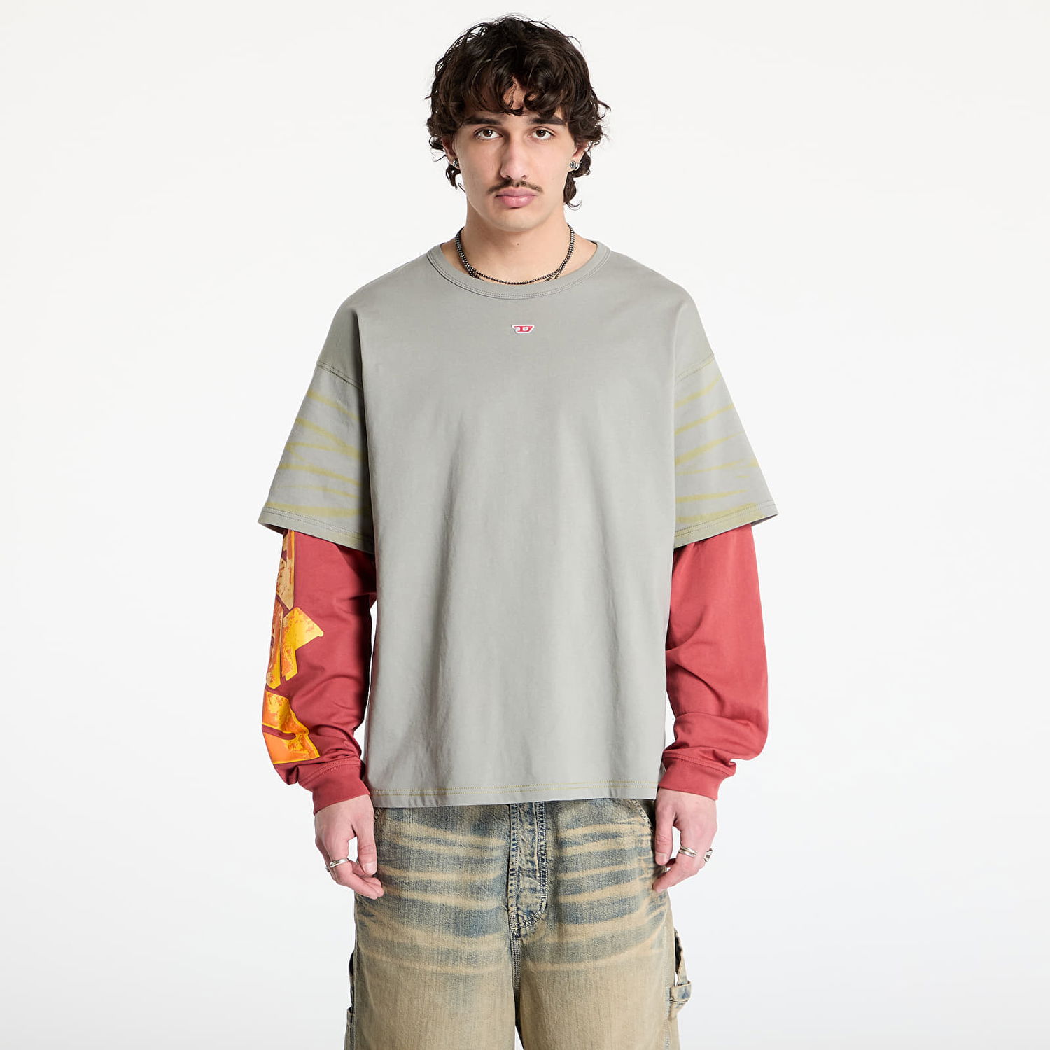 Tričko Diesel Diesel T-Boxt-Db-Ls Long Sleeve T-Shirt Šedá | A17620_0QLAA Neutral Gray, 0