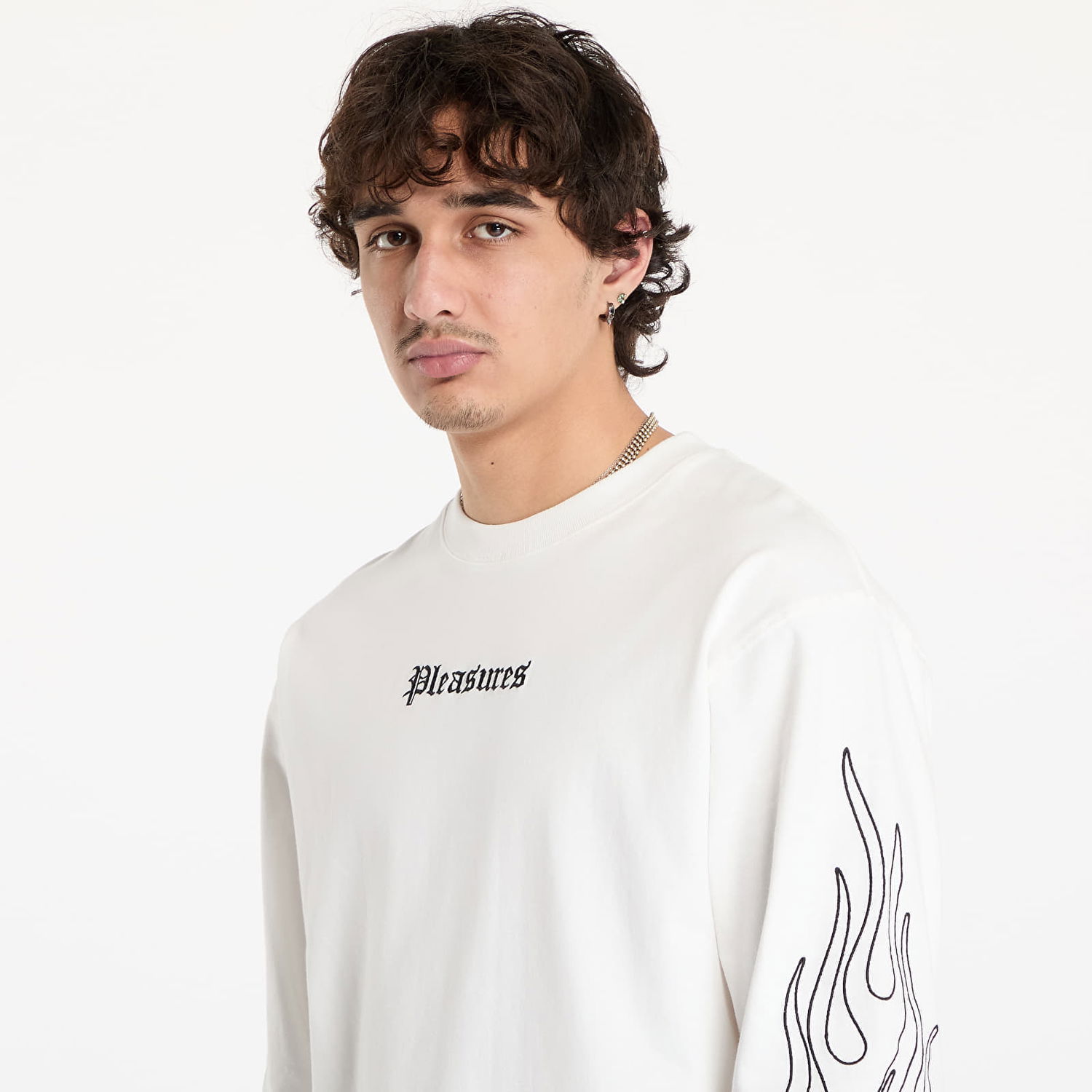 Tričko Pleasures Heavyweight Fiery Longsleeve Biela | P24W027 WHITE, 1