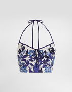 Dolce & Gabbana Majolica-Print Cotton Satin Halter Top