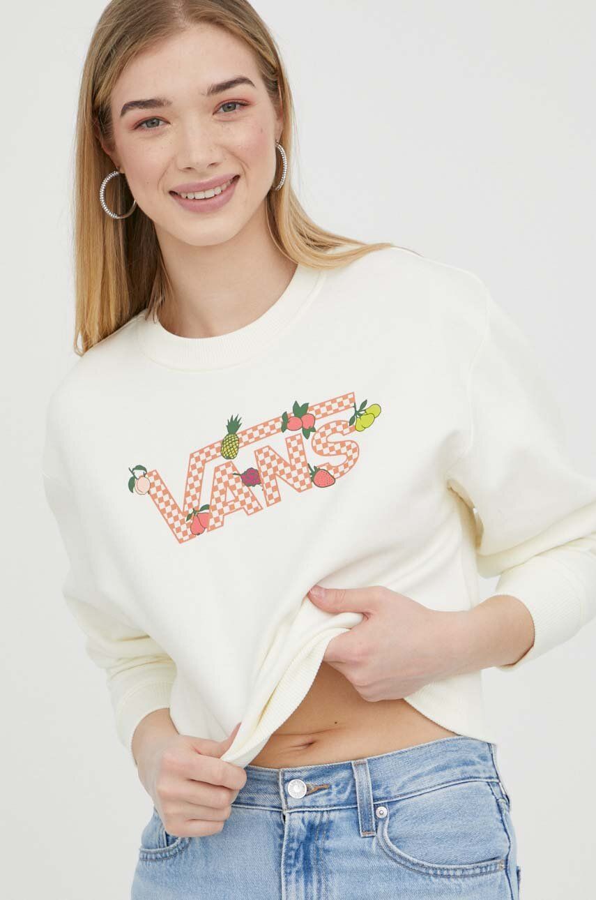 Mikina Vans Fruit Checkerboard Crop Crew Biela | VN00073NFS81, 0