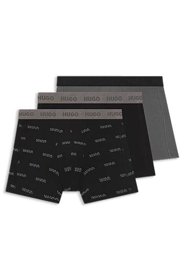 Boxerky BOSS Three-pack of stretch cotton boxer briefs with all-over print Šedá | 50549177, 0