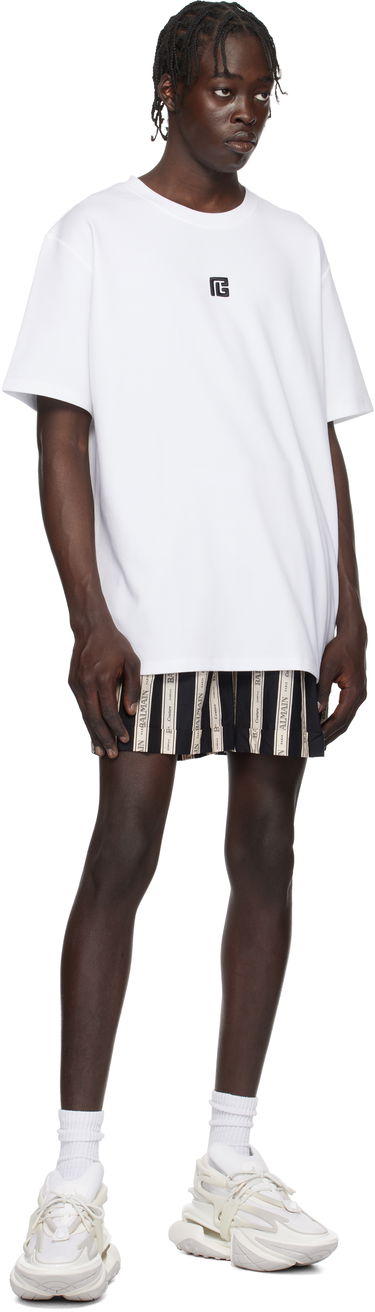 Tričko Balmain 'PB' Embroidered T-Shirt Biela | EH1EG010BC87, 3