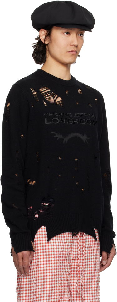 Sveter Charles Jeffrey Loverboy Charles Jeffrey LOVERBOY Distressed Logo Knit Sweater Čierna | 54090401, 1