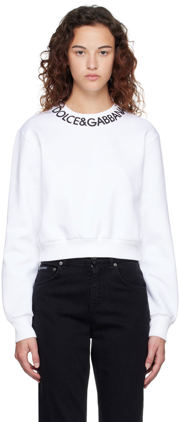 Mikina Dolce & Gabbana White Cropped Sweatshirt Biela | F9P35Z HU7H9, 0