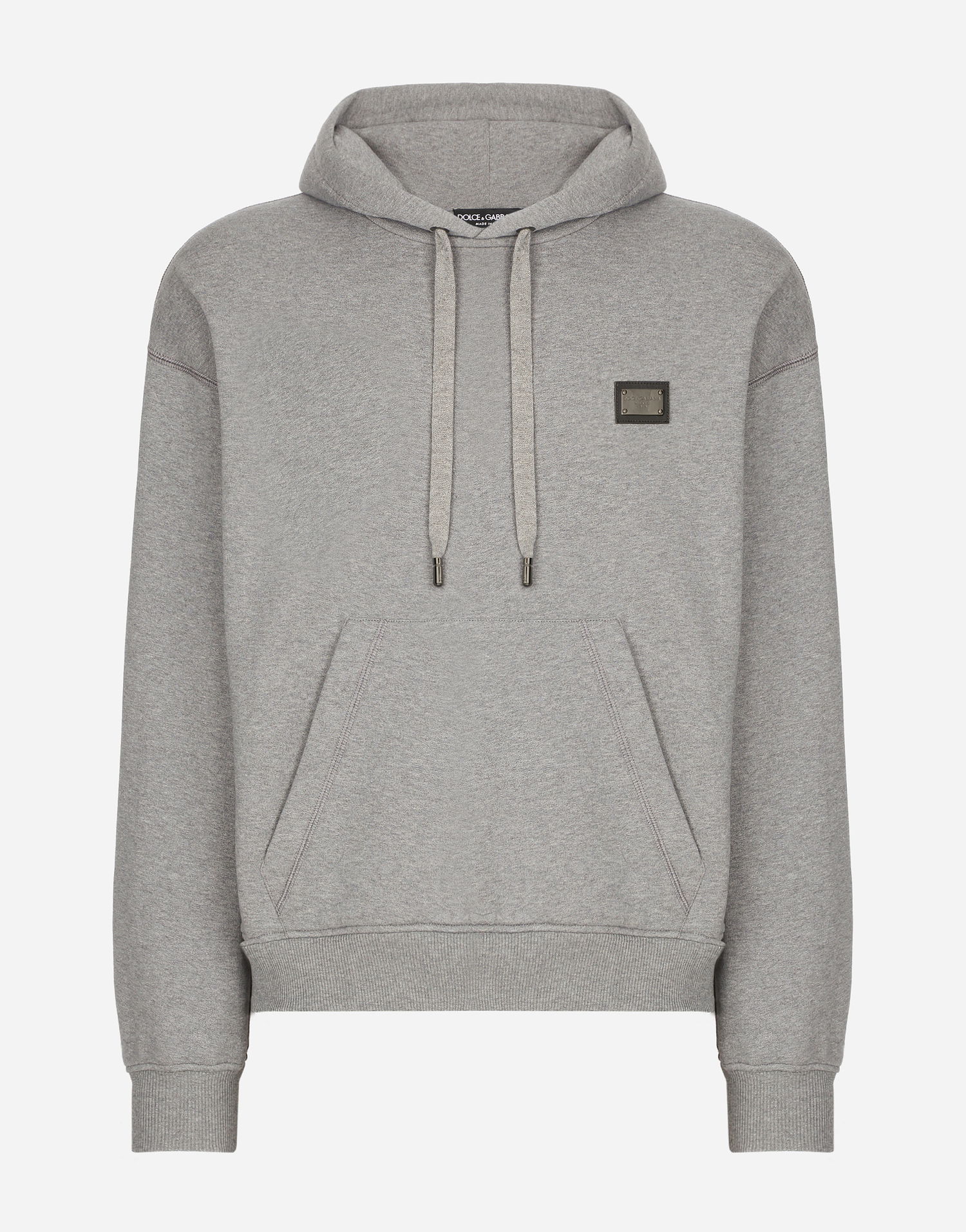 Mikina Dolce & Gabbana Jersey Hoodie With Branded Tag Šedá | G9ZU0TG7F2GS8291, 0