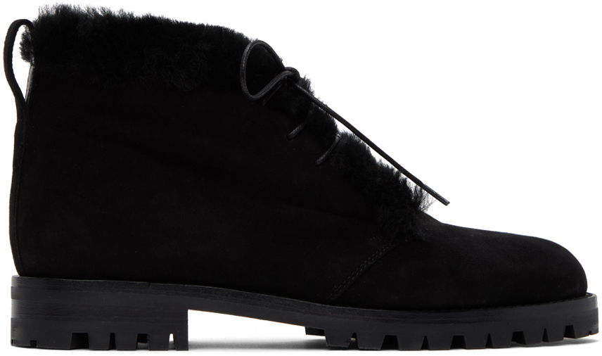Oblečenie Manolo Blahnik Manolo Blahnik Mircus Suede Ankle Boots with Shearling Trim Čierna | 320-1233-0004, 0