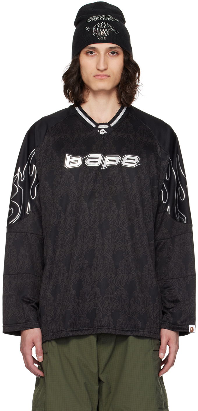 Dres BAPE Flame Graphic Long Sleeve T-Shirt Čierna | 001LTK301302M, 0