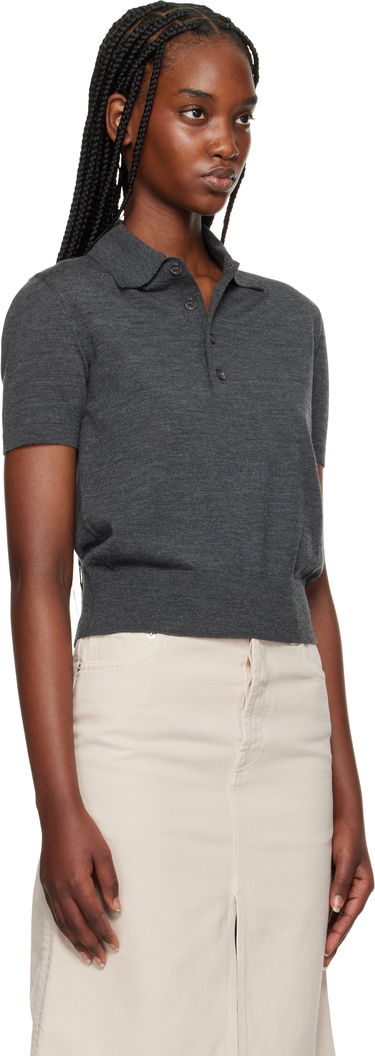 Polo tričko Burberry Burberry Cropped Wool Polo Šedá | 8102096, 1