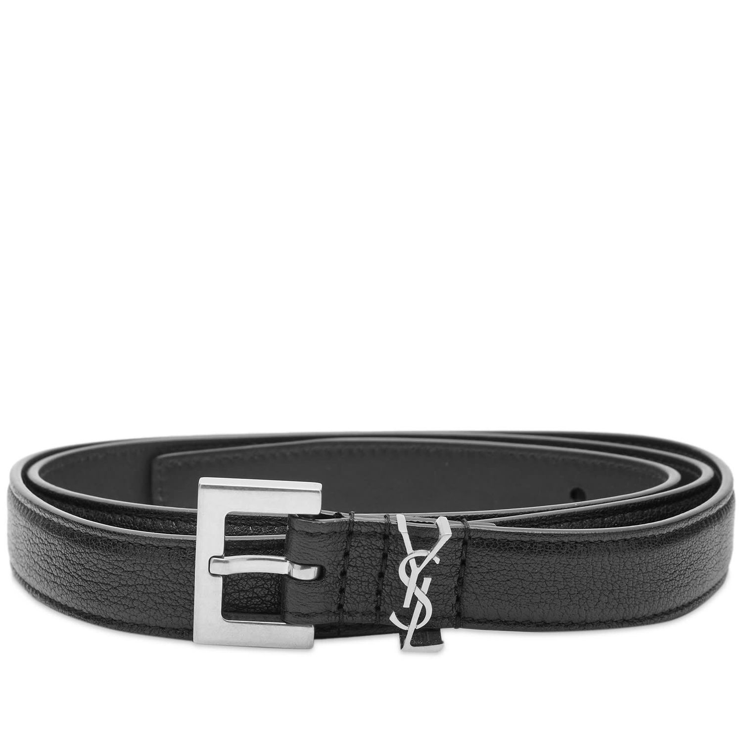 Opasok Saint Laurent Saint Laurent Monogram Logo Leather Belt Čierna | 612616BRM0E-1000, 0