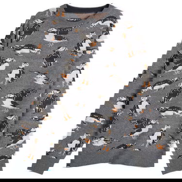 Sveter KAVU Highline Knitted Jumper with Puffin Print Šedá | 5134-2663, 1