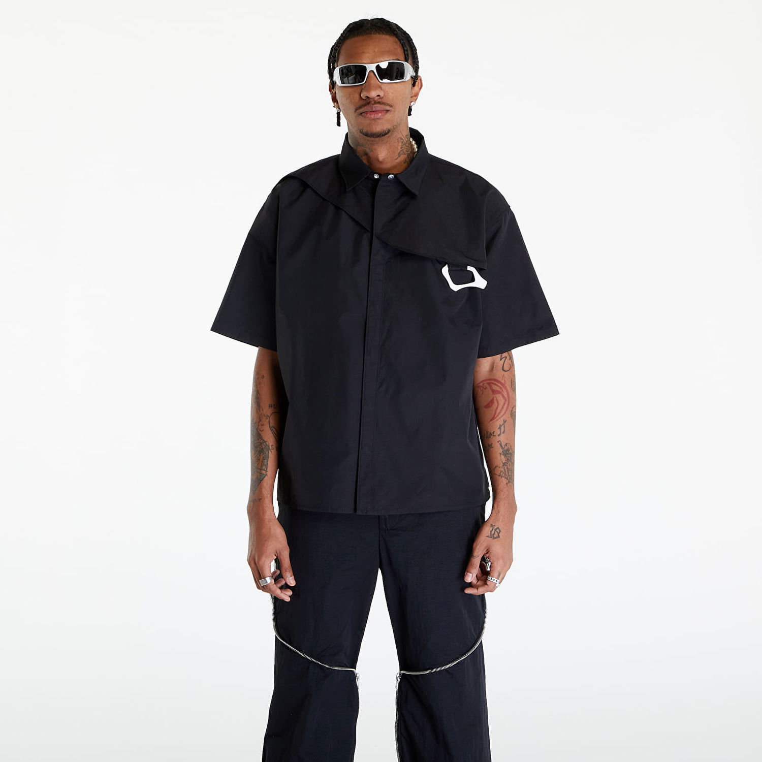 Košeľa HELIOT EMIL Short Sleeve Nylon Shirt with Carabiner Čierna | HE_M_05_018_P04_BLK01, 0