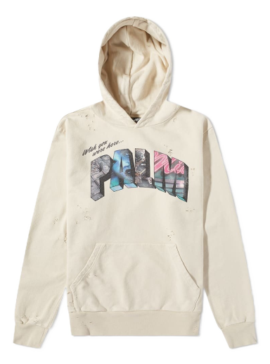 Mikina Palm Angels Sign Popover Hoody Béžová | PMBB117S23FLE0100184