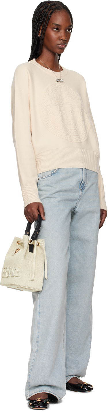 Kabelka Versace Versace Bucket Fabric & Leather Bag Béžová | 1018297_1A13696_6K72V, 3