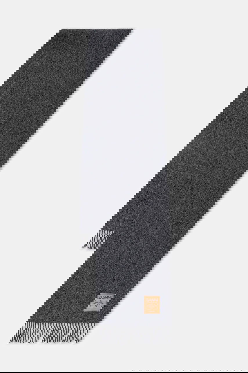 Šál GANNI Smooth Double Face Wool Solid Scarf Šedá | A6932, 0