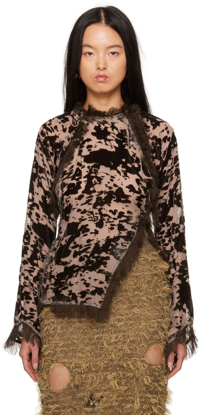 Tričko Acne Studios Cow Print Béžová | AC0622-, 0