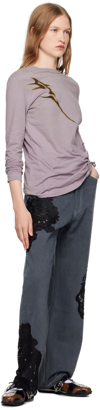 Džínsy Collina Strada Collina Strada Mikaela Lace Appliqué Jeans Šedá | XX6022, 3