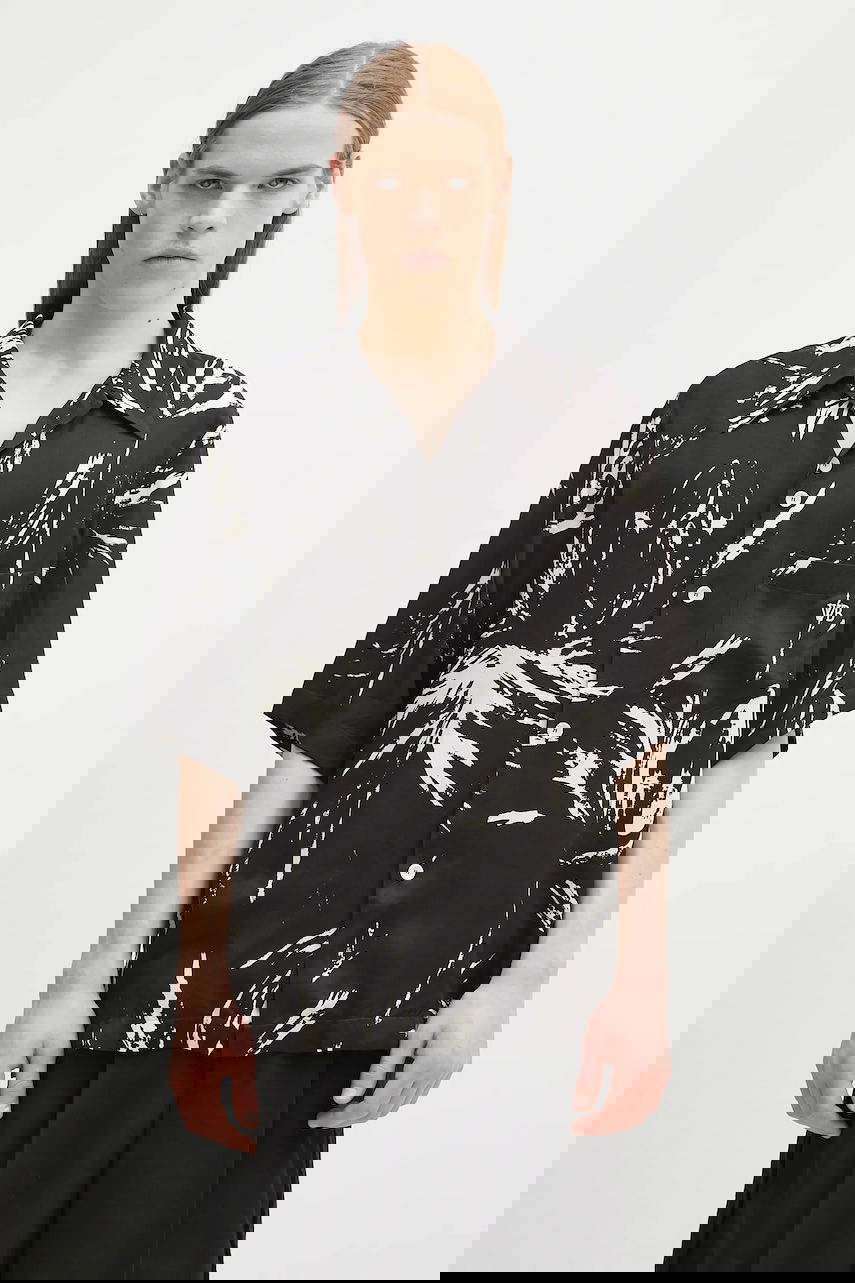 Košeľa Wales Bonner Wales Bonner Highlife Bowling Relaxed Fit Classic Collar Short Sleeve Abstract Print Shirt Čierna | MS25SH08.VI05.9900, 0