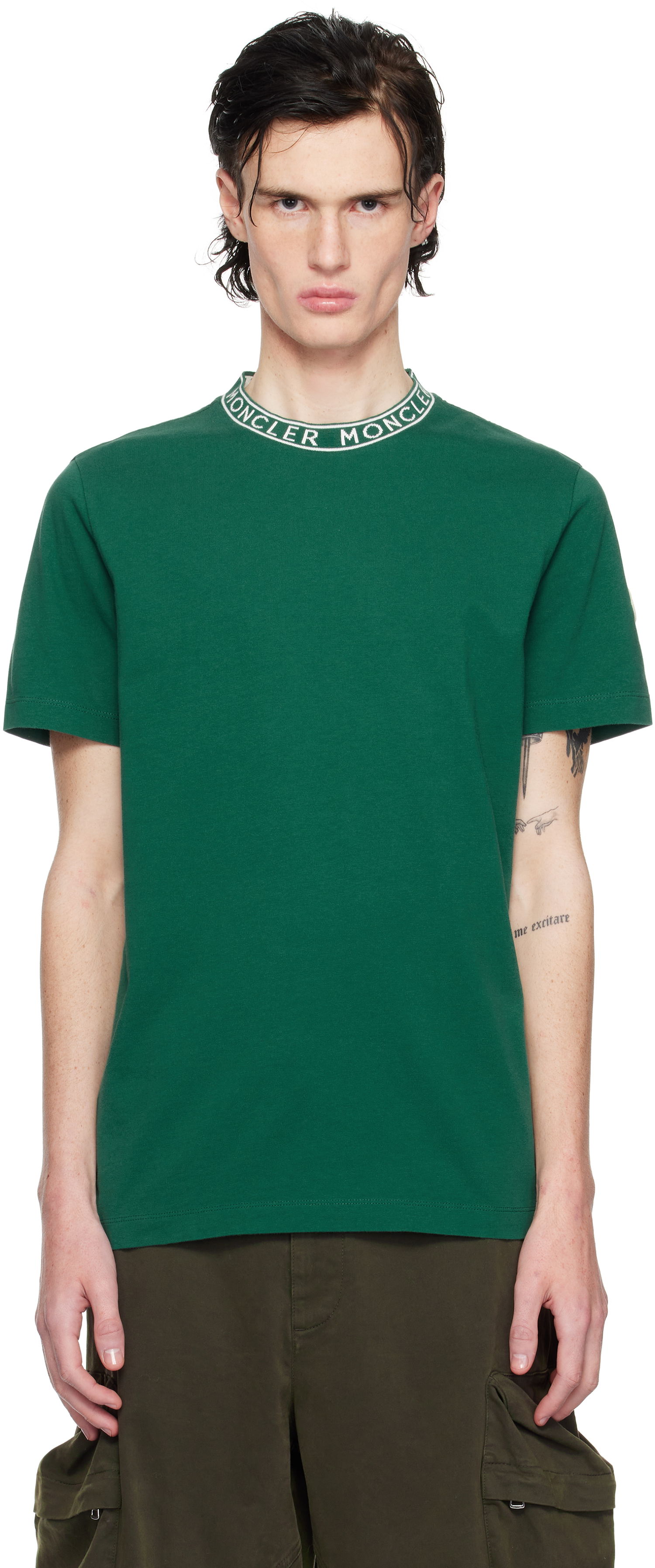 Tričko Moncler Logo-Trimmed Cotton T-Shirt Zelené | K10918C000278390T, 0