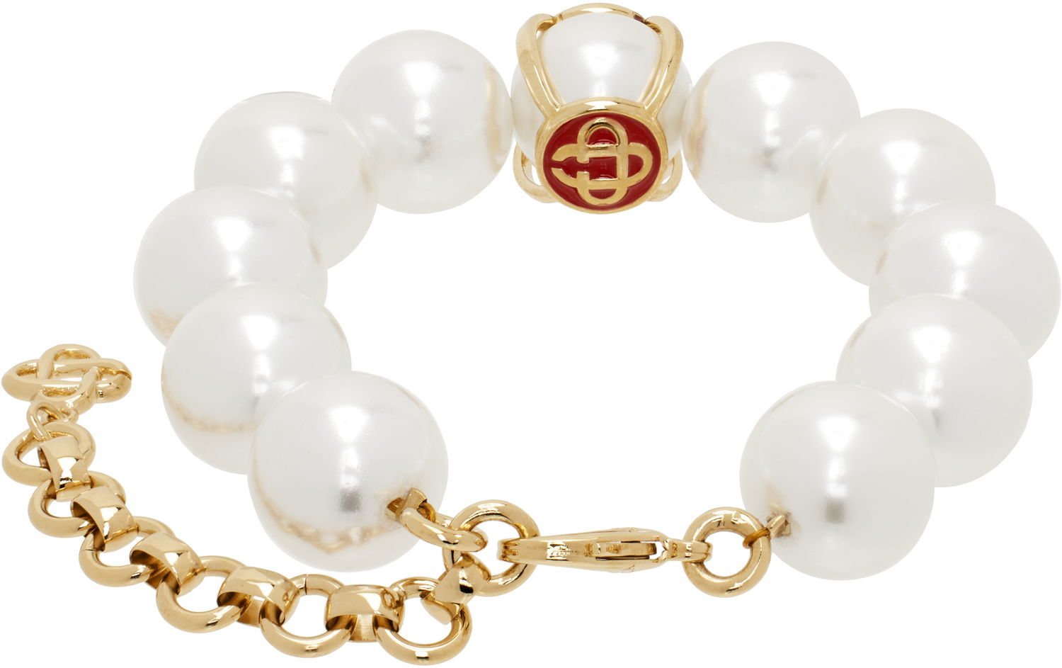 Náramok Casablanca Logo Faux-Pearl Bracelet with Gold-Tone Hardware Metalická | APS25-JW-257-01, 1