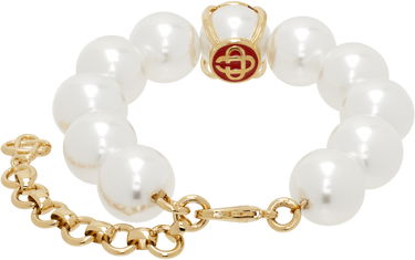 Náramok Casablanca Logo Faux-Pearl Bracelet with Gold-Tone Hardware Metalická | APS25-JW-257-01, 1