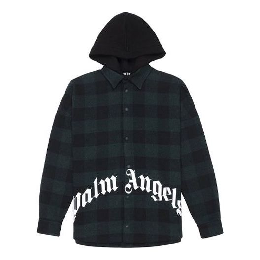 Mikina Palm Angels Logo Print Hooded Overshirt by PALM ANGELS Zelené | PMGA042E20FAB0015701