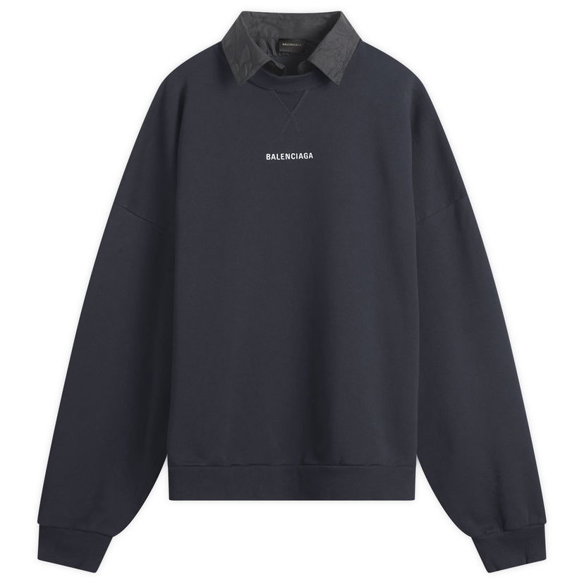 Mikina Balenciaga Logo Layered Collar Sweatshirt Navy | 850363-TTVJ2-1569