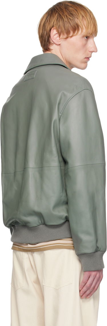 Bomber bunda MAISON KITSUNÉ Maison Kitsuné Leather Bomber Jacket Zelené | OM02129LR0019, 2