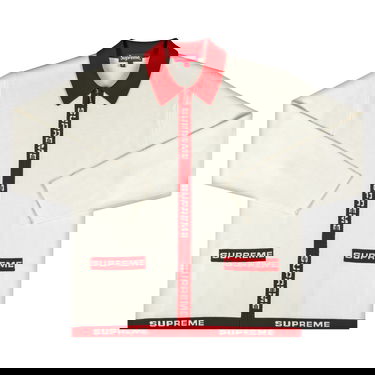 Sveter Supreme Logo Trim Zip Up Cardigan Biela | SS21SK12 WHITE, 1