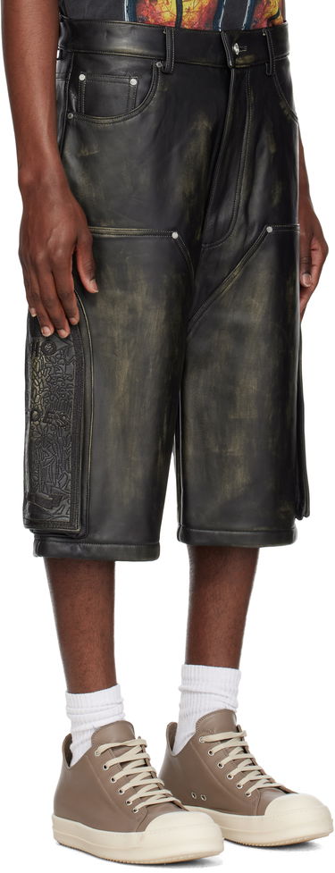 Šortky Who Decides War Who Decides War Side Embroidery Mid-Length Leather Shorts Čierna | 1121000031SS25, 1