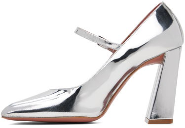 Tenisky a topánky Amina Muaddi Metallic Leather Mary Jane Heels Metalická | CHARLOTTE MARY JANE BLOCK MIRROR, 2
