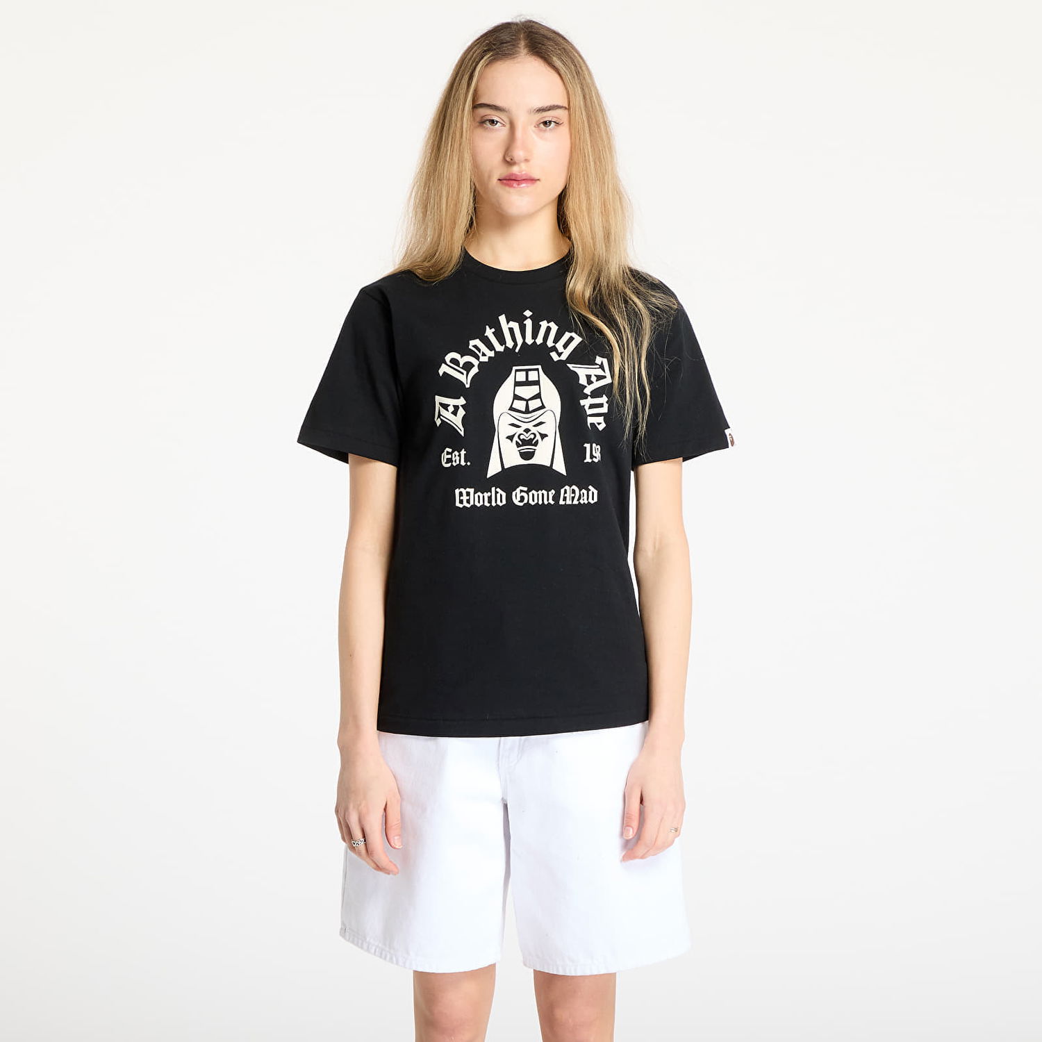 Tričko BAPE A BATHING APE Mad General College T-Shirt Čierna | 001TEL301059MBLK, 0